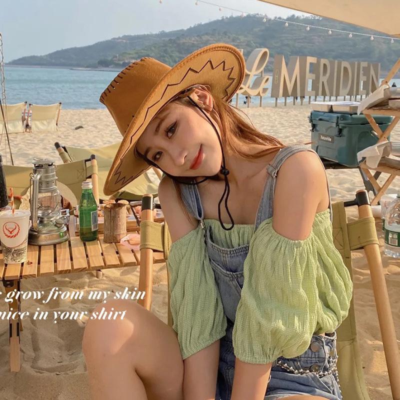 Western Cowboy Hat Women Summer Sun Hat Dressing Photography Hat Knight Hat Versatile Hot Girl Sun Protection Hat