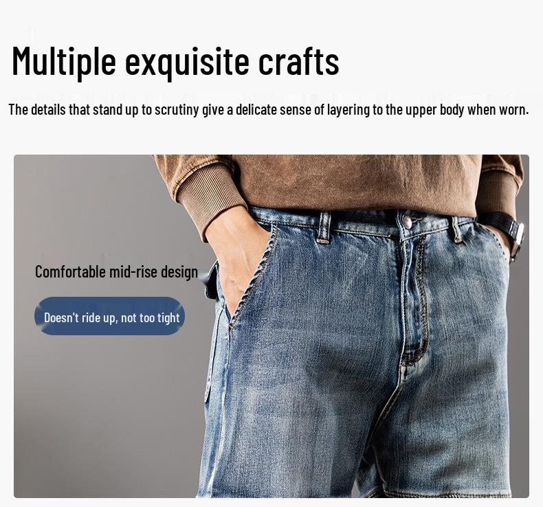 Men's Plus Size Wide Leg Multi-Pocket Workwear Denim Pants