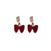 Elegant Retro Red Velvet Bow Stud Earrings for Women - Perfect Festive Accessory