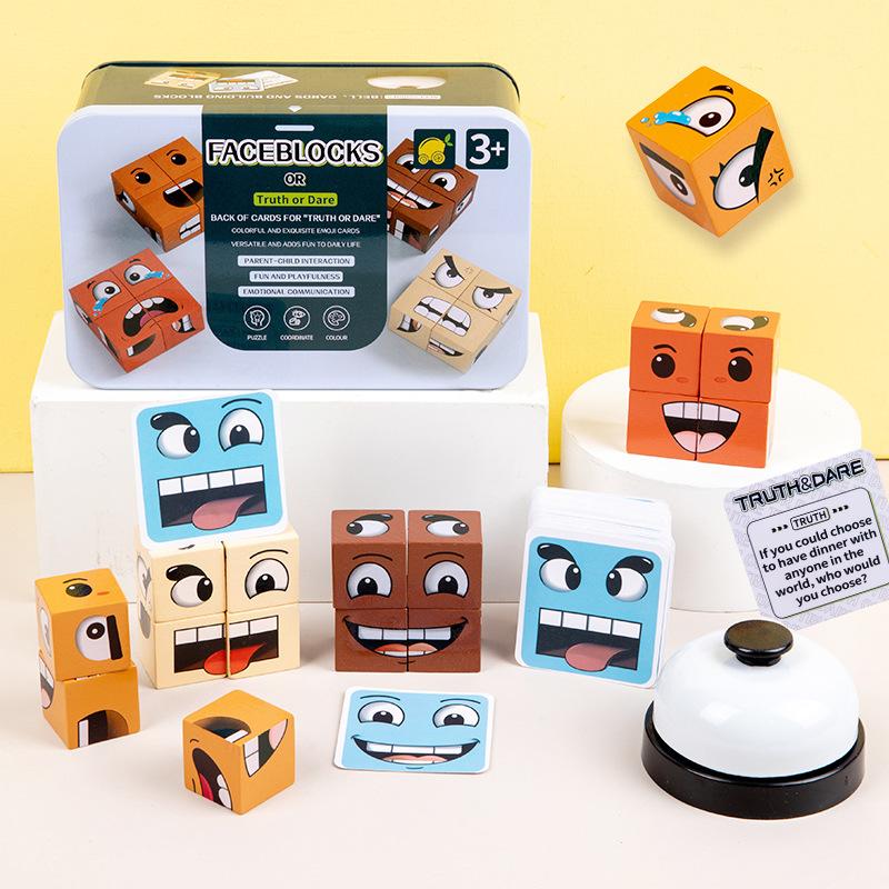 Children's Color Face-changing Rubik's Cube Building Block Toy Puzzle Puzzle Block Logical Thinking Training Fun Puzzle Wooden Toy