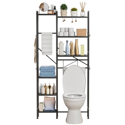 Étagère de rangement gain de place au-dessus des toilettes, étagère à 3 niveaux, organisateur de salle de bain autoportant, étagère réglable pour toilettes, buanderie