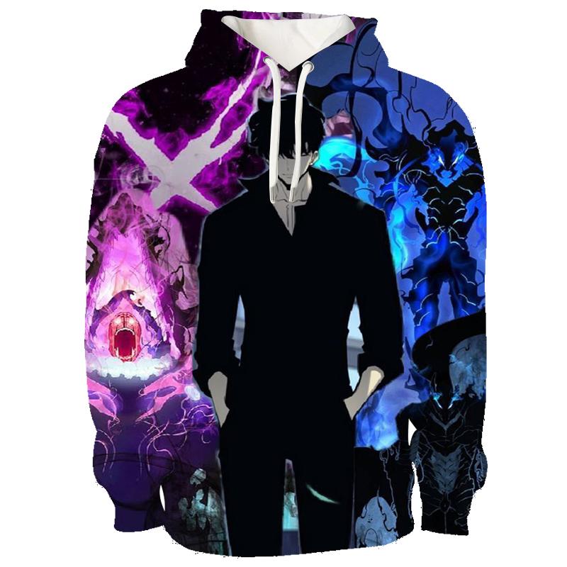 Anime Mikina Solo Leveling Pro Muže Ženy Potisk Sung Jin Woo Mikina s Kapucí Manga Ležérní Svetry Streetwear Hip Hop Svetr
