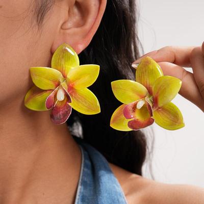 Exaggerated Colorful Large Flower Stud Earrings For Women Boho Petal Earrings Personality Jewelry Accessories Gifts