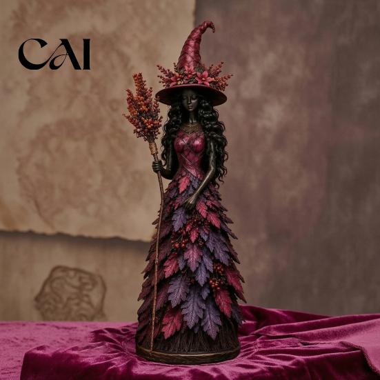 Decorative Figurines for Fireplace Autumn Witch Figurine, Halloween Statue, Fall Tabletop Decor, Shelf Decoration Rustic Home Ornaments Mantel