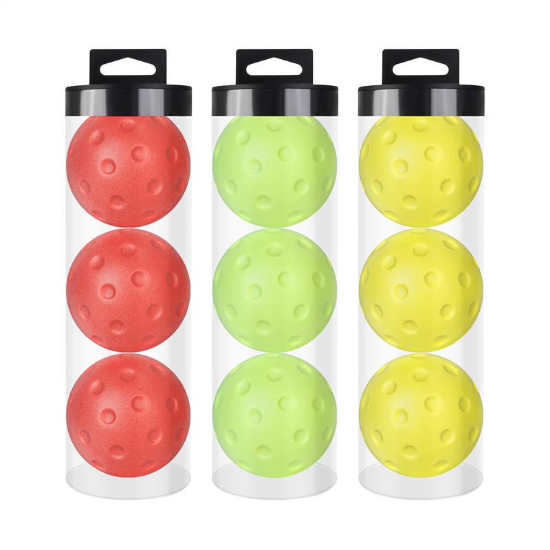 Leise Schaumstoff-Picklebälle für das Üben im Innen- oder Außenbereich Pickleballbälle mit exaktem Echte-Ball-Sprung 3er-Pack Grüne & Gelbe Farbe
