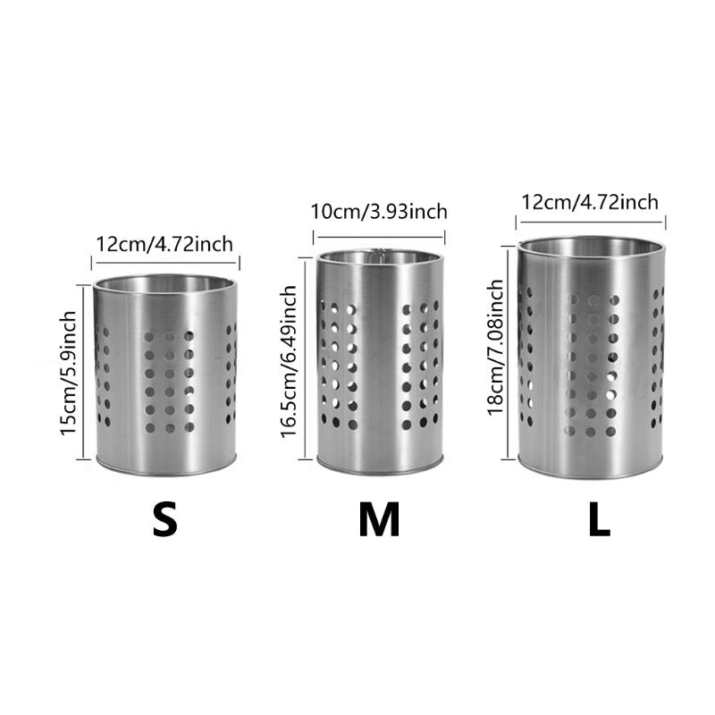 Pack Of 2 Multipurpopse Kitchen Utensils Holders Stainless Steel Chopsticks Tube for Organizing Spoons Spatulas Cutter