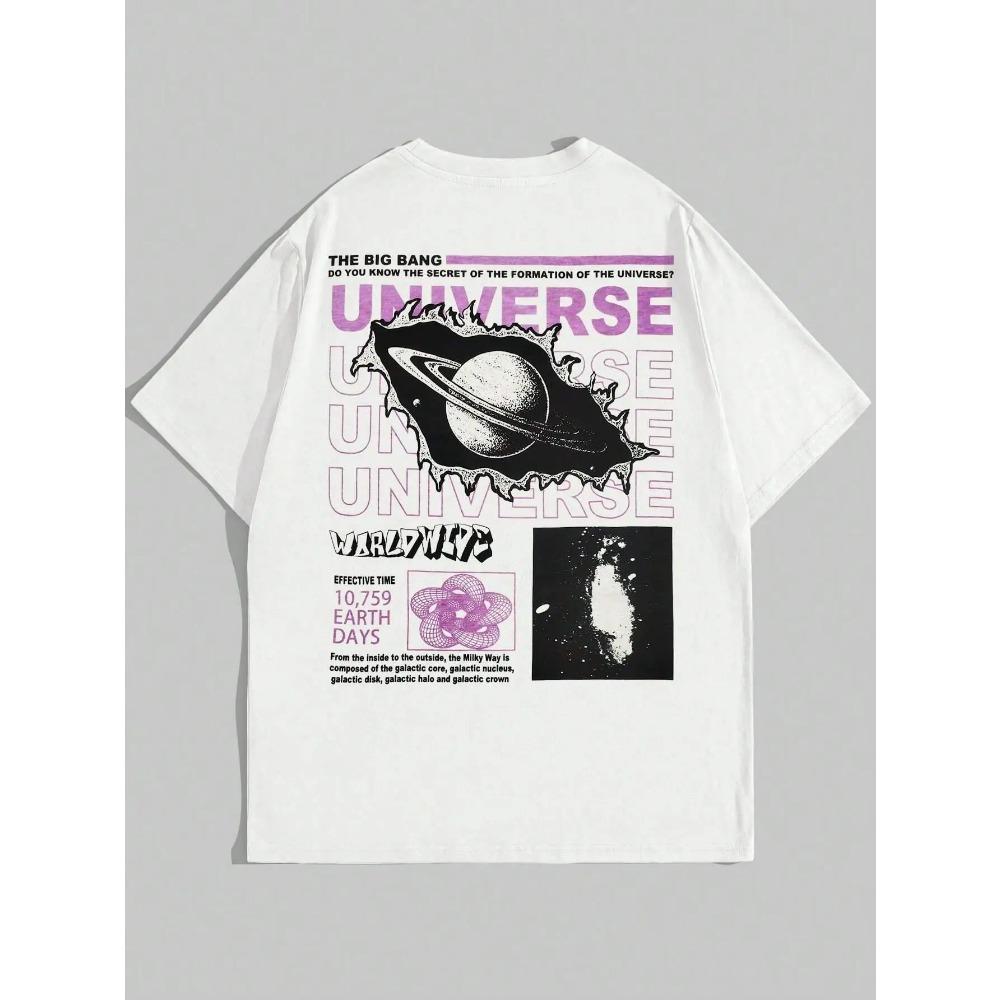 

Секрет Большого взрыва во Вселенной Мужские футболки Летние хлопковые футболки Дышащая свободная одежда Футболки в стиле хип-хоп XXXL белый