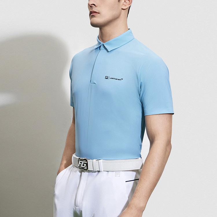 FILA X McLaren Collaboration SS23 Solid Color Back Line Design Golf Short Sleeve Polo Shirt Men Polo Shirts Stone-Blue A11M325112F-BU