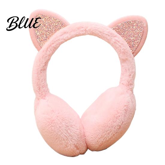 Women Lovely Winter Glitter Earmuff Warmer Shiny Cats Ear Cold Protection