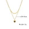 Fashion Minimalist Versatile Heart Gold Titanium Steel Double Layer Layered Chain Black White Love Pendant Necklace