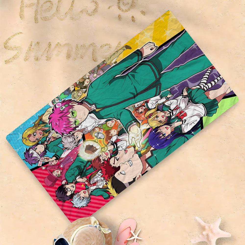 Saiki K Japanese Anime Big Microfiber Beach Towels Quick Dry Towel Sand Beach Towels Pool Towel for Travel Swim Pool Yoga