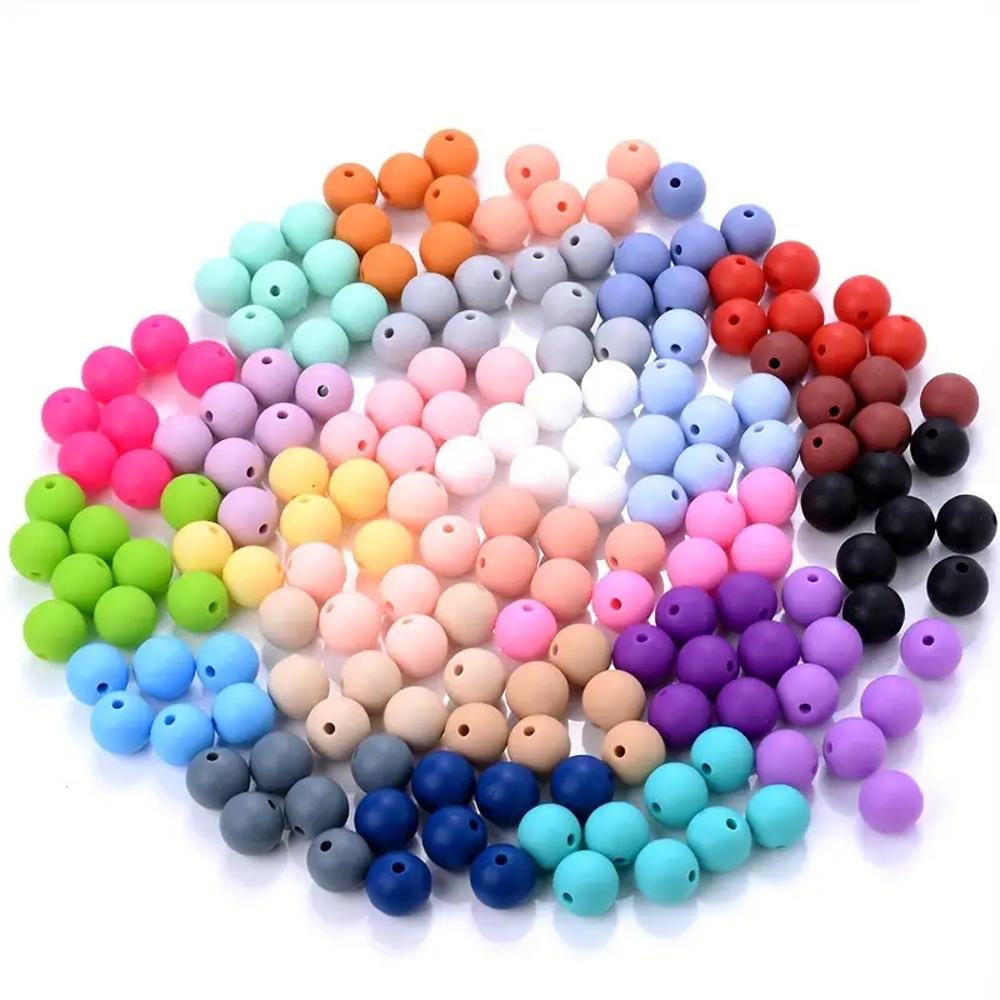 50/100PCS mixed silicone beads, 12mm/15mm DIY craft beads, suitable for keychains, bracelets, necklaces, and jewelry making