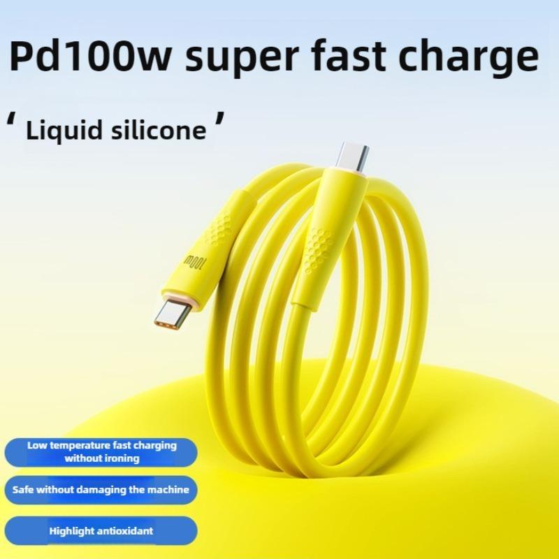 PD100W Super Fast Charge Cable Type-C Liquid Silicone Cable for IPhone 16 15 Samsung XiaoMi HuaWei Quick Charger USB C Data Wire