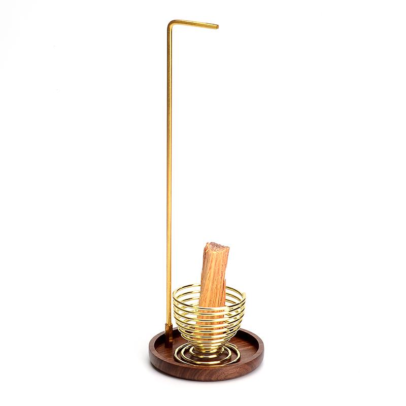Creative Upside Down Brass Incense Holder Wooden Incense Burner Incense Plate Ash Catcher Buddhism Supplies Home Decor
