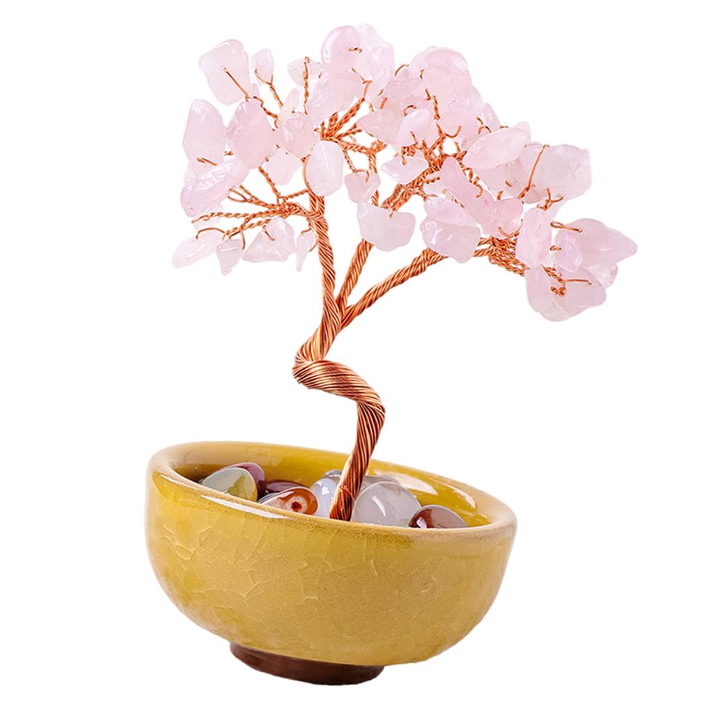 Natural Crystal Crushed Stone Wealth Tree Natural Healing Gemstone Crystal Bonsai Fortune for Good Luck Home Decors