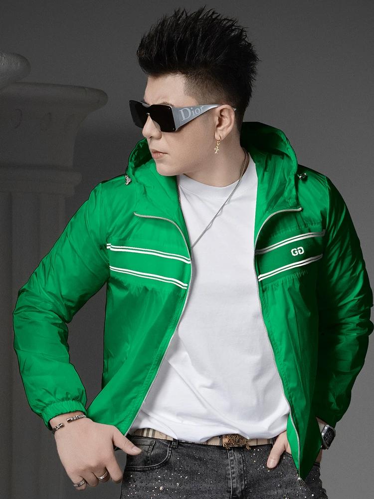 European Men s High-End Patchwork Hooded Jacket 2025 New Autumn Light Luxury Trendy Casual Top Men s Jacket 4XL белый
