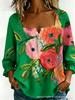 New Xiyin Summer T-Shirt Women's Printed Square Neck Button Bubble Sleeve Women's Top Women's