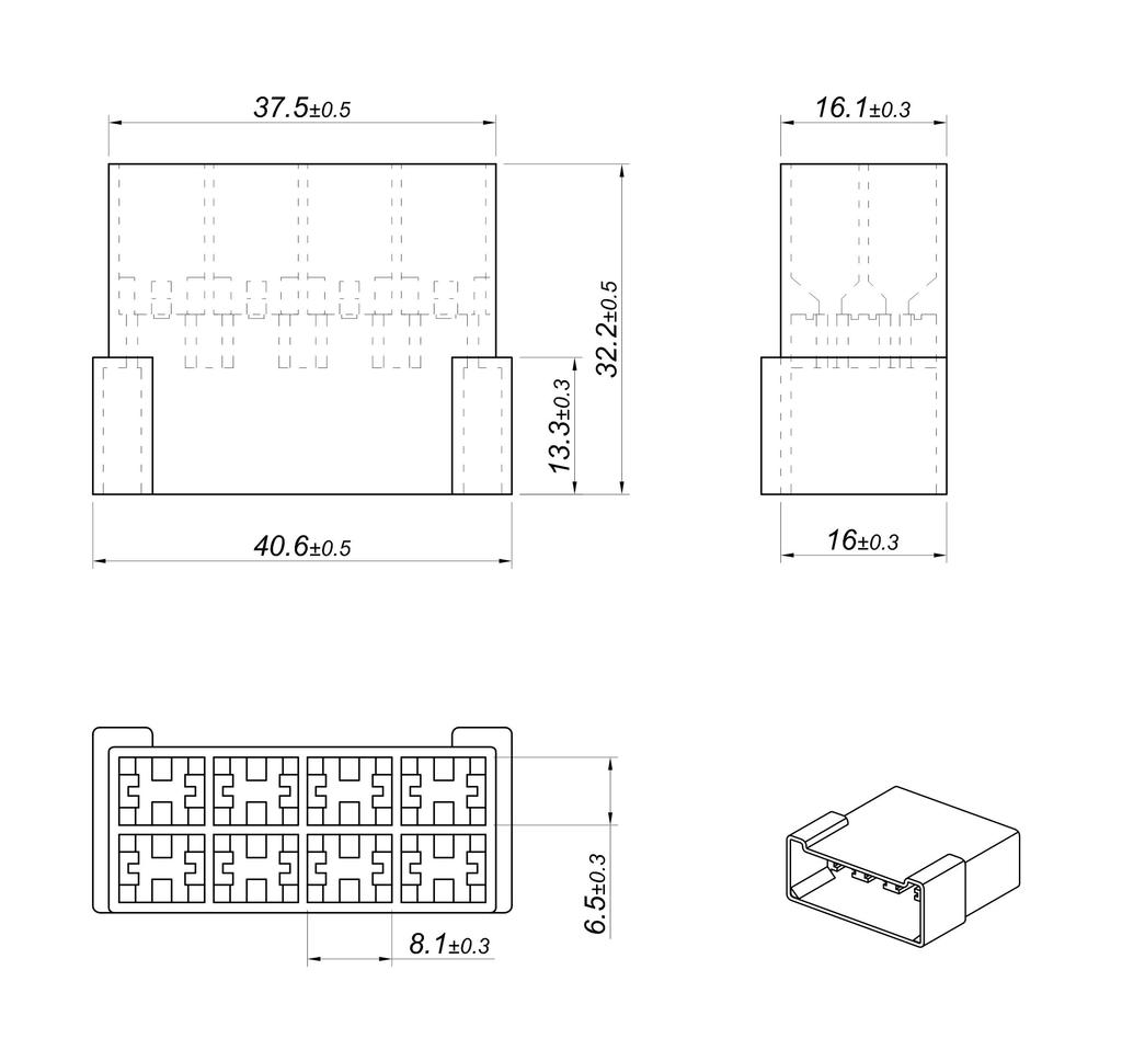 OWD MC 6.3 V2 8P connector housing (sold in packs of 10) ELMOT visible price for 1 piece