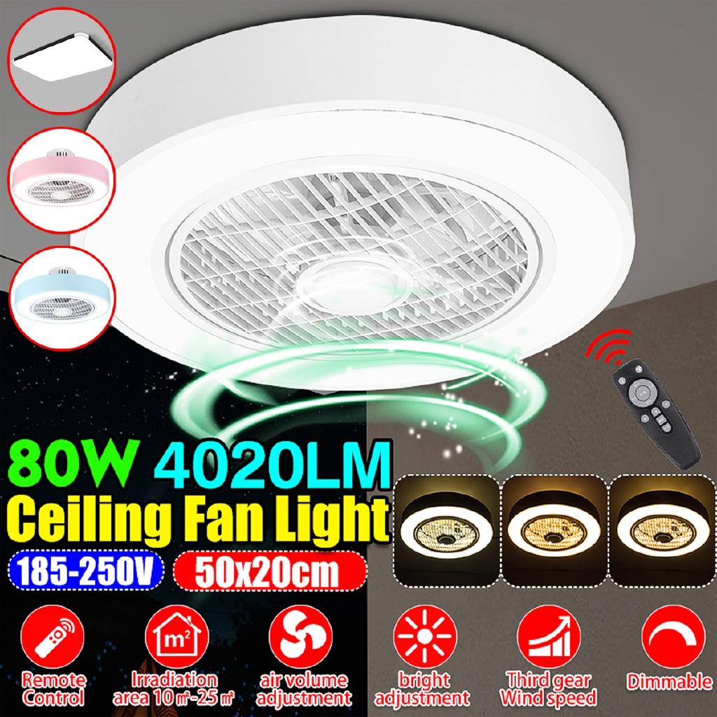 80W Acrylic Light Ceiling Fan Lamp Remote Control Three-color Dimming Ceiling Fan Household Light Decor Light