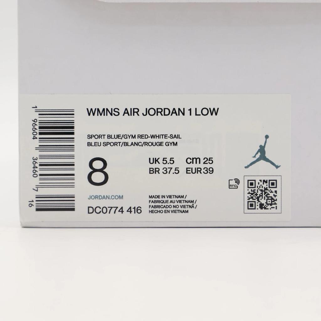 DC0774-416 Nike Air Jordan 1 Low Sport Blue Gym Red Sail White (Women's)