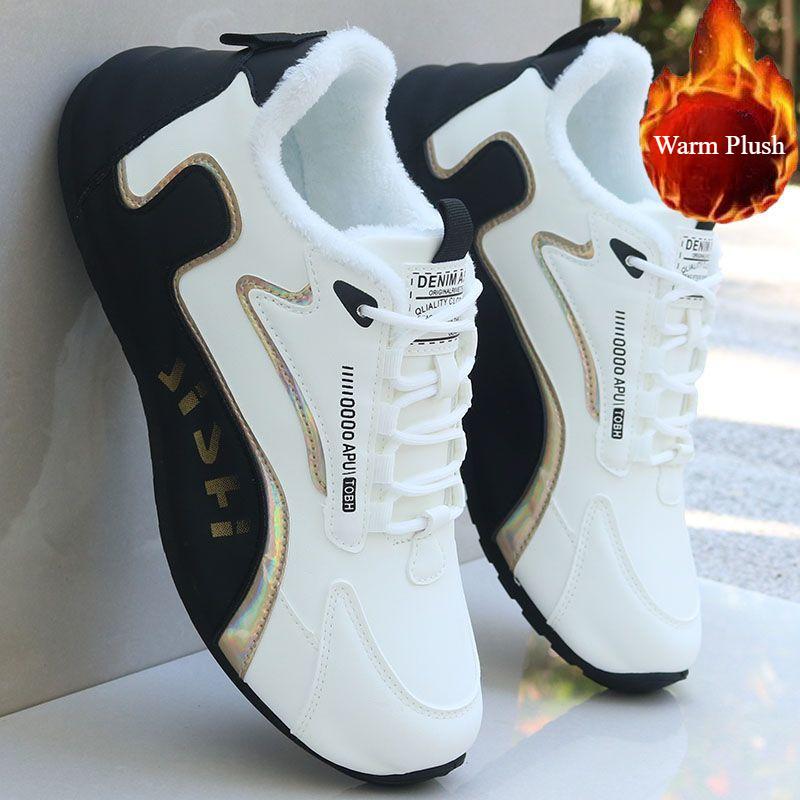 Winter Cotton Shoes, Men's Warm Plush Shoes, Waterproof Shoes, Thickened Casual Sports Running Shoes