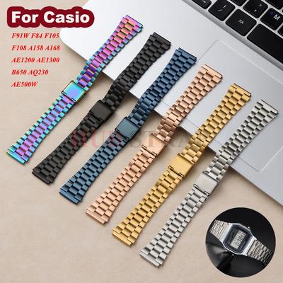 Ultra-thin Watchband Stainless Steel Strap for CASIO18mm for F91W F84 F105 F108 A158 A168 AE1200/1300 B650 AQ230 Men Metal Strap