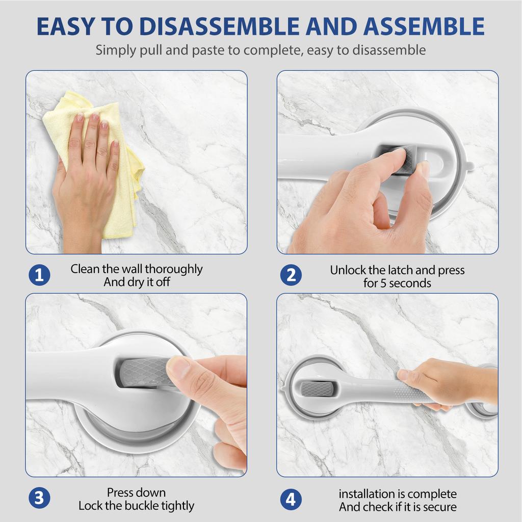 2/4Pcs Showers Grab Bars Free Punch Bathroom Handle Anti Slip Safety Suction Cups Bathtub Grab Bar For Elderly Children Support