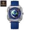 Binbang 2023 Men's Cool Large Dial Watch with Moon, Earth, Starry Sky Design & Genuine Leather Strap