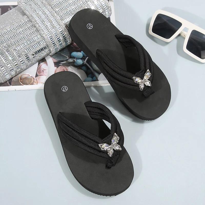 Fashion 2025 Fashion Butterfly-Bow Flip Flops Women Summer New Style Clip-Toe Sandals for Woman Outer Wear Non Slip Slides Ladies