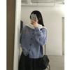 American Personalized Embroidery Pattern Round Neck Long Sleeve Knitted Cardigan Women'S Autumn And Winter Loose Casual Sweater Jacket