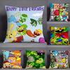 Happy Tree Friends Canvas Pillow Case Square Double-Sided Printing Short Plush Sofa Cushion Cover Bedside Pillow