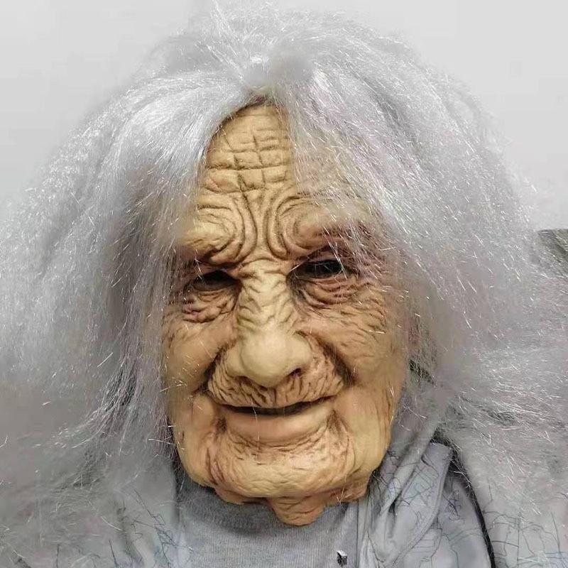Elderly Mask Face Latex Cosplay Party Costume Accessory For Halloween Festivals