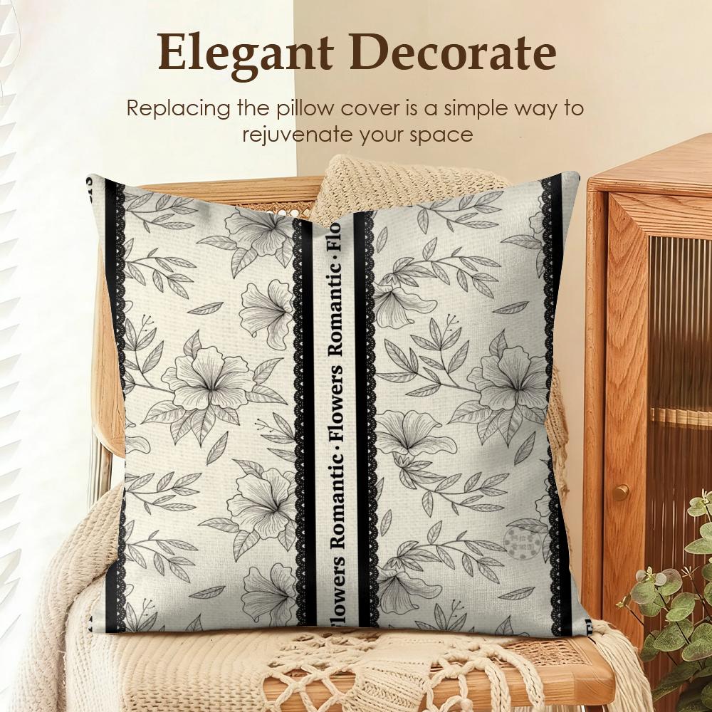 Beautiful Retro Flowers Cushion Cover Natural Linen Organic Fabric DoubleSided Printing Sofa Home Decor Gift Pillow Case