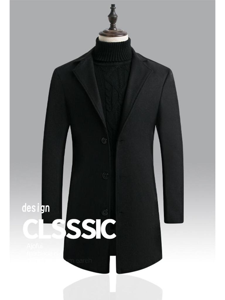 Abrigo Trench de Lana Slim para Hombre Estilo Coreano para Otoño/Invierno 2021