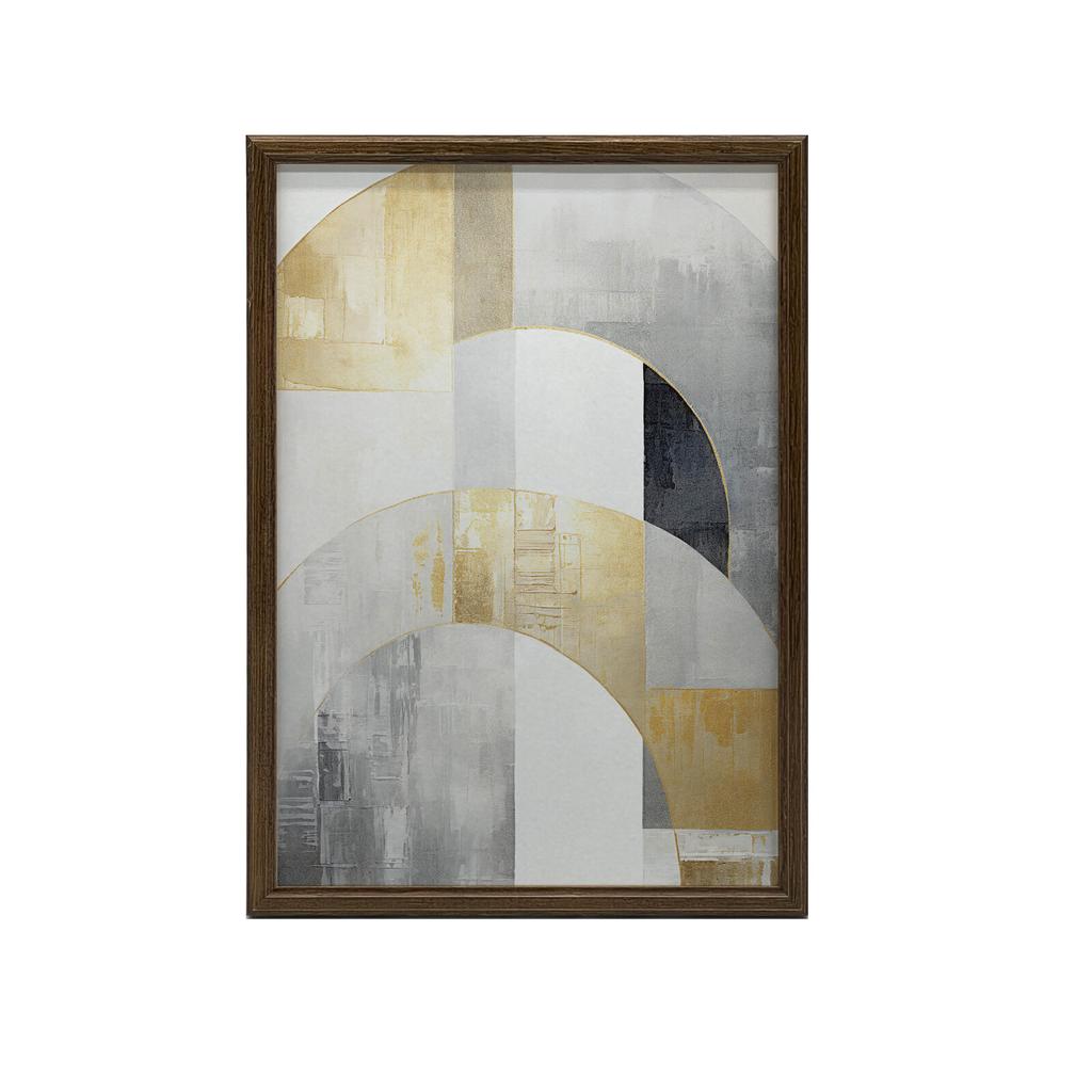 Złota Symetria: Art Deco W Abstrakcji Złota Symetria: Art Deco W Abstrakcji, 30X40 Cm, Rama Drewniana Jasny Dąb, Papier Matowy 230 Gsm