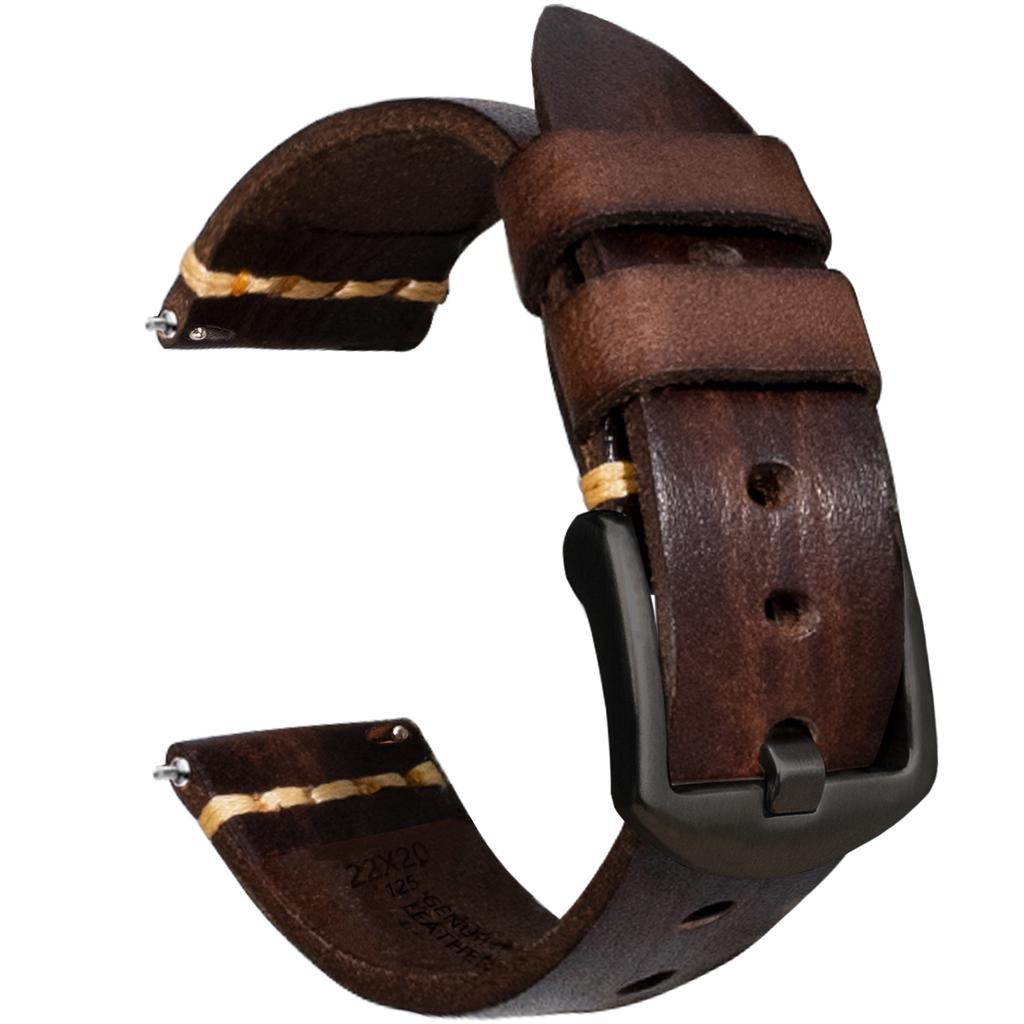 Applicable To 22Mm Huawei Gt3 Watch, Handmade Leather Strap, Italian Vegetable Tanned Leather Samsung Cowhide Watch Strap