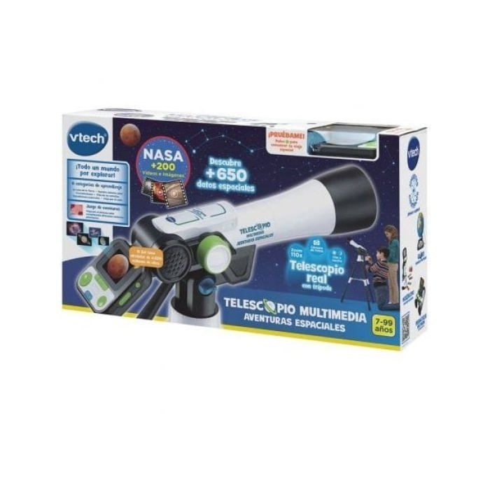 Telescopio VTech Aventuras Espaciales Multimedia Zoom 110x Pantalla 2.4? 100 Vídeos NASA