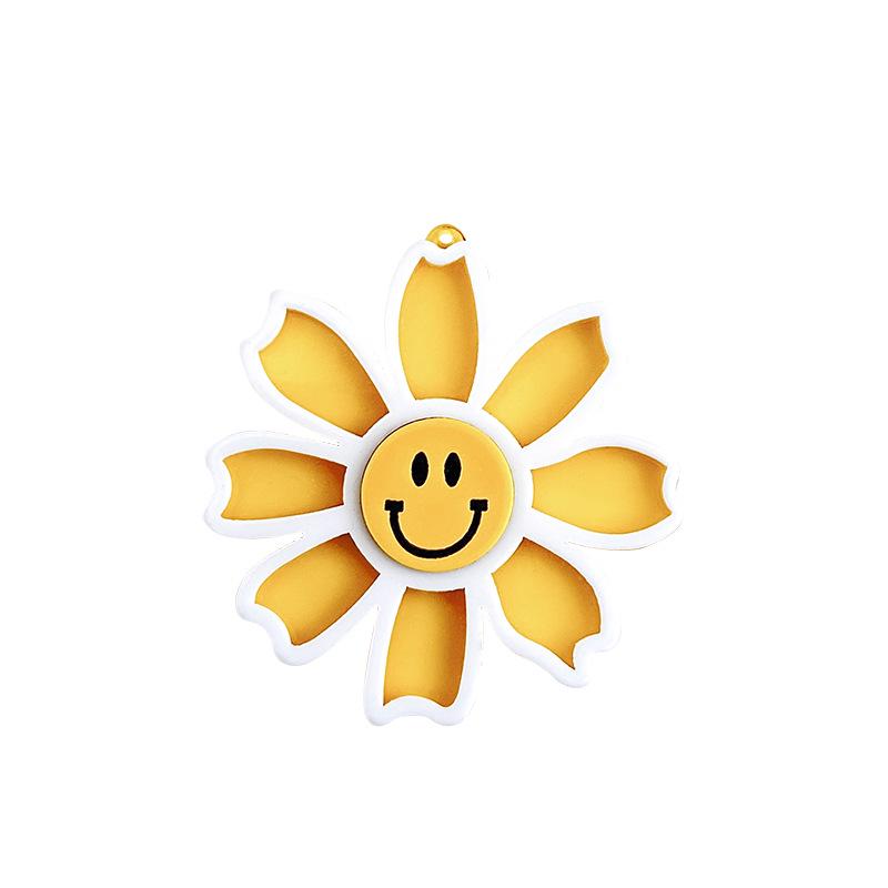 Acrylic Smiley Face Chrysanthemum Earrings, Pendant, Keychain & Hair Tie Charm