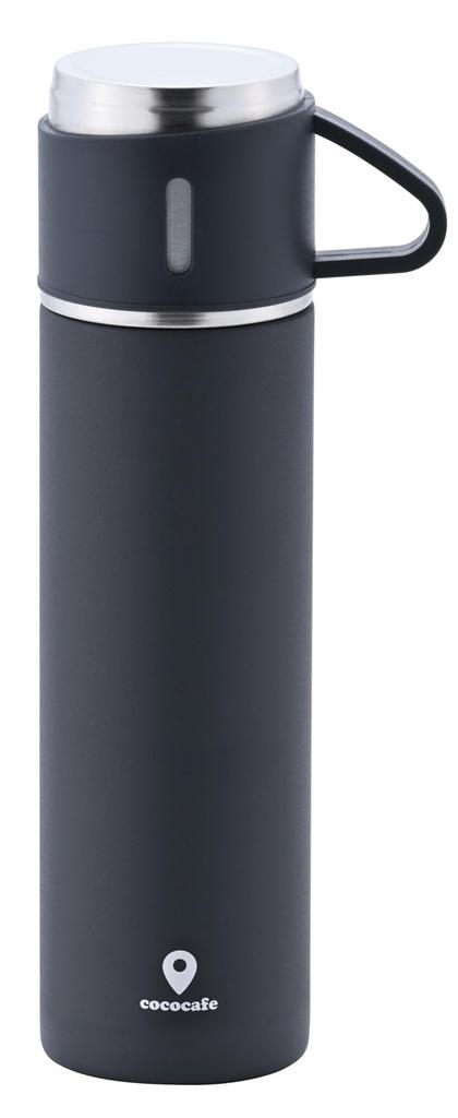 Kakusei Water Bottle, Mug with Cup, 6.7cm X 9.9cm X 24.5cm, 450ml, Double-Layered Vacuum Insulation, Hot/Cold Insulation, Cococafe CC-23