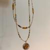 French Ethnic Style Color Stone Beaded Fashion Retro Style Easiest for Match Sense Necklace Clavicle Necklace for Women