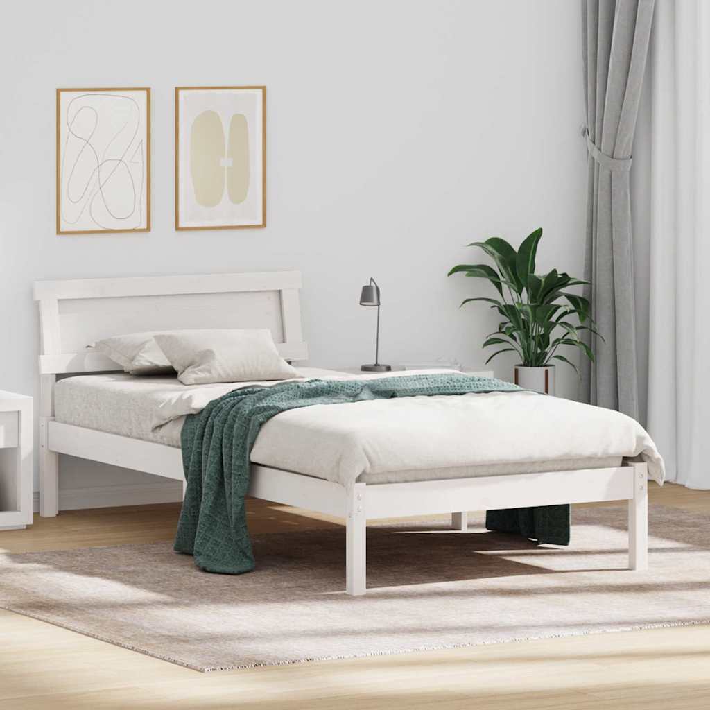 White Bed Frame with Headboard 80 x 200 cm Solid Pine Wood
