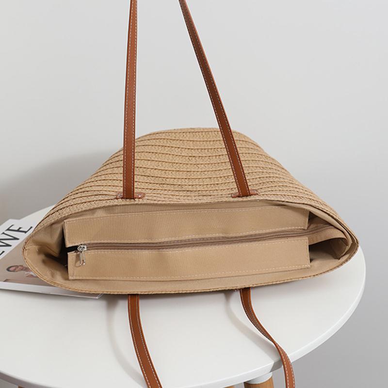 Summer Large Capacity Straw Bag For Women Knitted Straw Bag Bohemia Top-handle Bag Travel Totes
