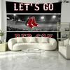 Boston Red Sox Logo Wall Tapestry Aesthetic Wall Hanging Printed Fabric Blanket Decorative Tapestries for Bedroom Living Room Home Decor