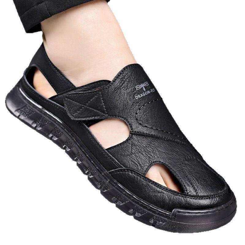 

Новые сандалии мужские летние уличная обувь дышащие дезодорирующие отверстия обувь пляж вождение повседневные прохладные шлепанцы 38 чёрный