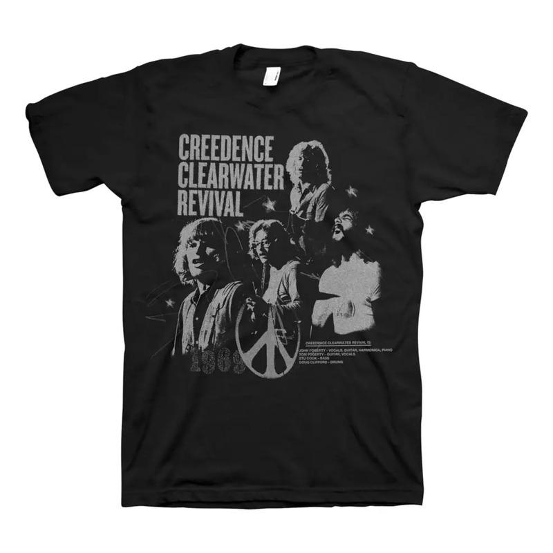 Camiseta Negra De Manga Corta Creedence Clearwater Revival S
