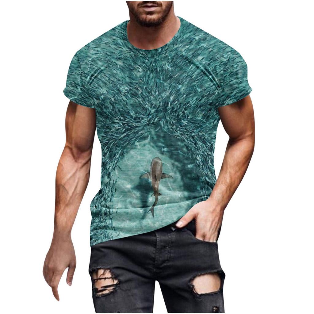 T-shirt z cyfrowym drukiem 3D dla nastolatków i mężczyzn, z krótkim rękawem, wszechstronny, oddychający