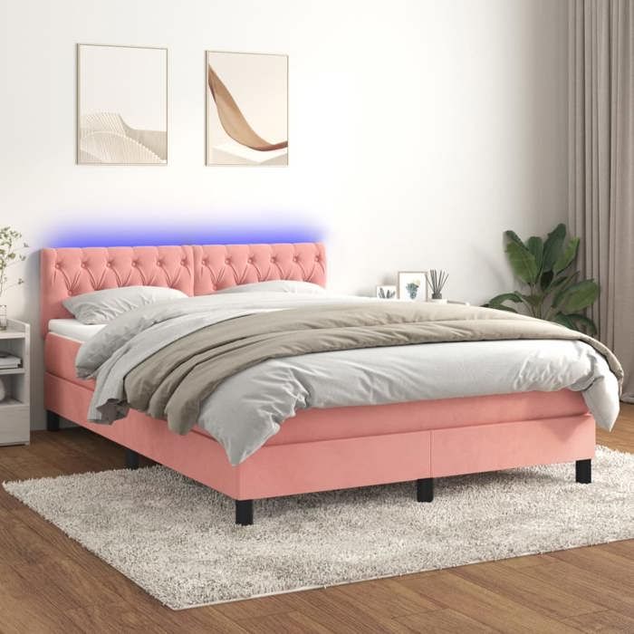 VidaXL Sommier à Lattes de Lit avec Matelas et LED, Lit Rembourré, Lit Double, Lit Adulte de Chambre à Coucher Intérieur, 3134584