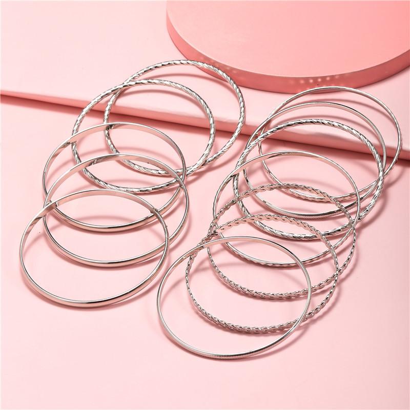 12pcs Punk Curb Cuban Chain Bracelets Set for Women Miami Boho Thick Gold Color Charm Bracelets Bangles Fashion Jewelry