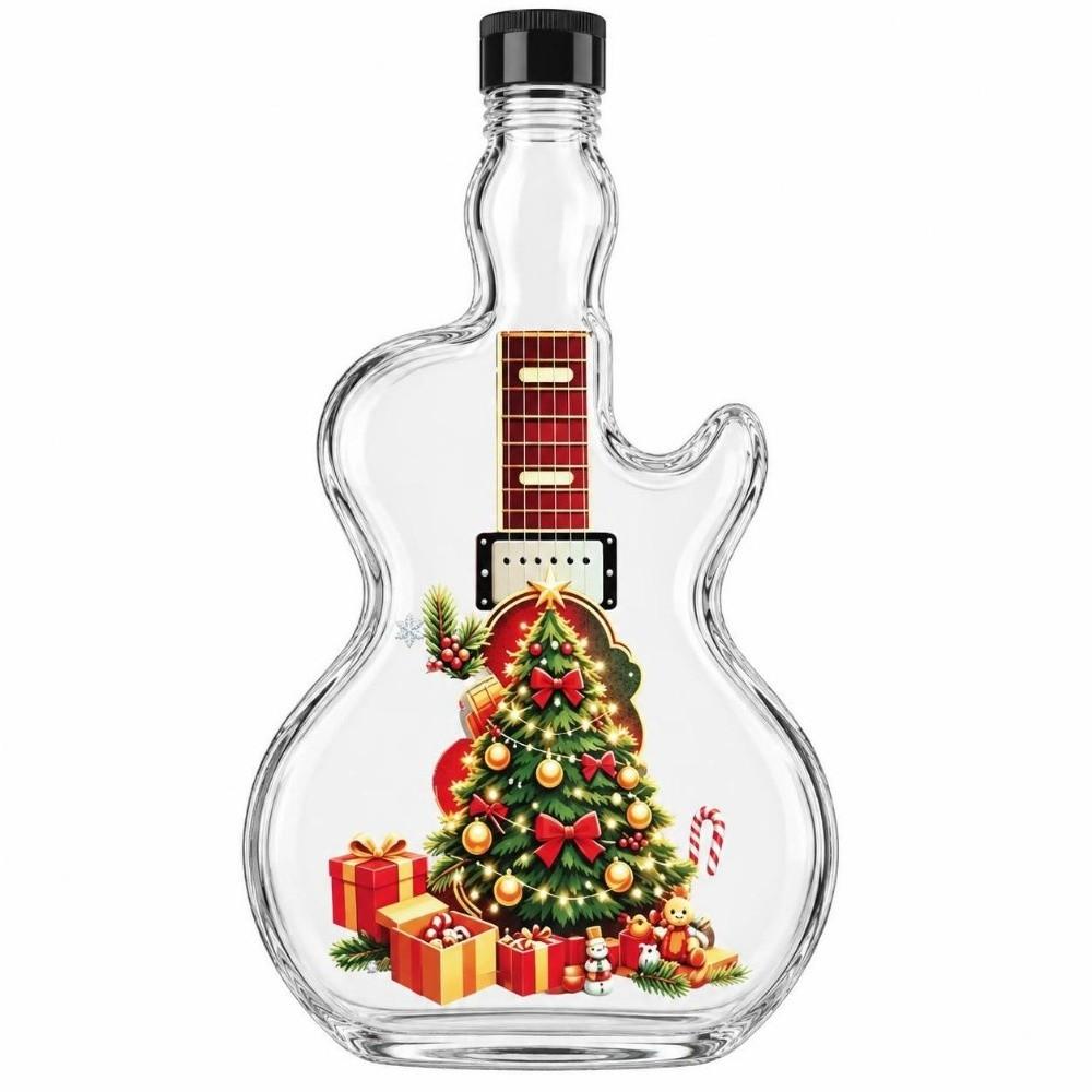 Santa Claus Christmas Guitar Shaped Decanter Snowman Xmas Tree Guitar Liquor Storage Bottle Ornaments Clear Glass Bottle