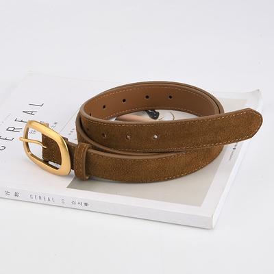 Belt Vintage Ladies Leather Belt Frosted Velvet Pin Buckle With Dress Decorative Belt